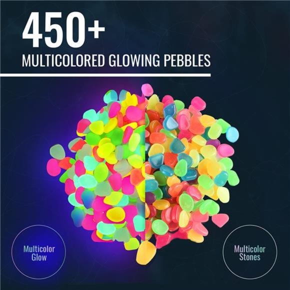 Glow in The Dark Rocks 450PCS,Glowing FishTank Pebbles-Indoor/Outdoor Yard Décor - Picture 4 of 6